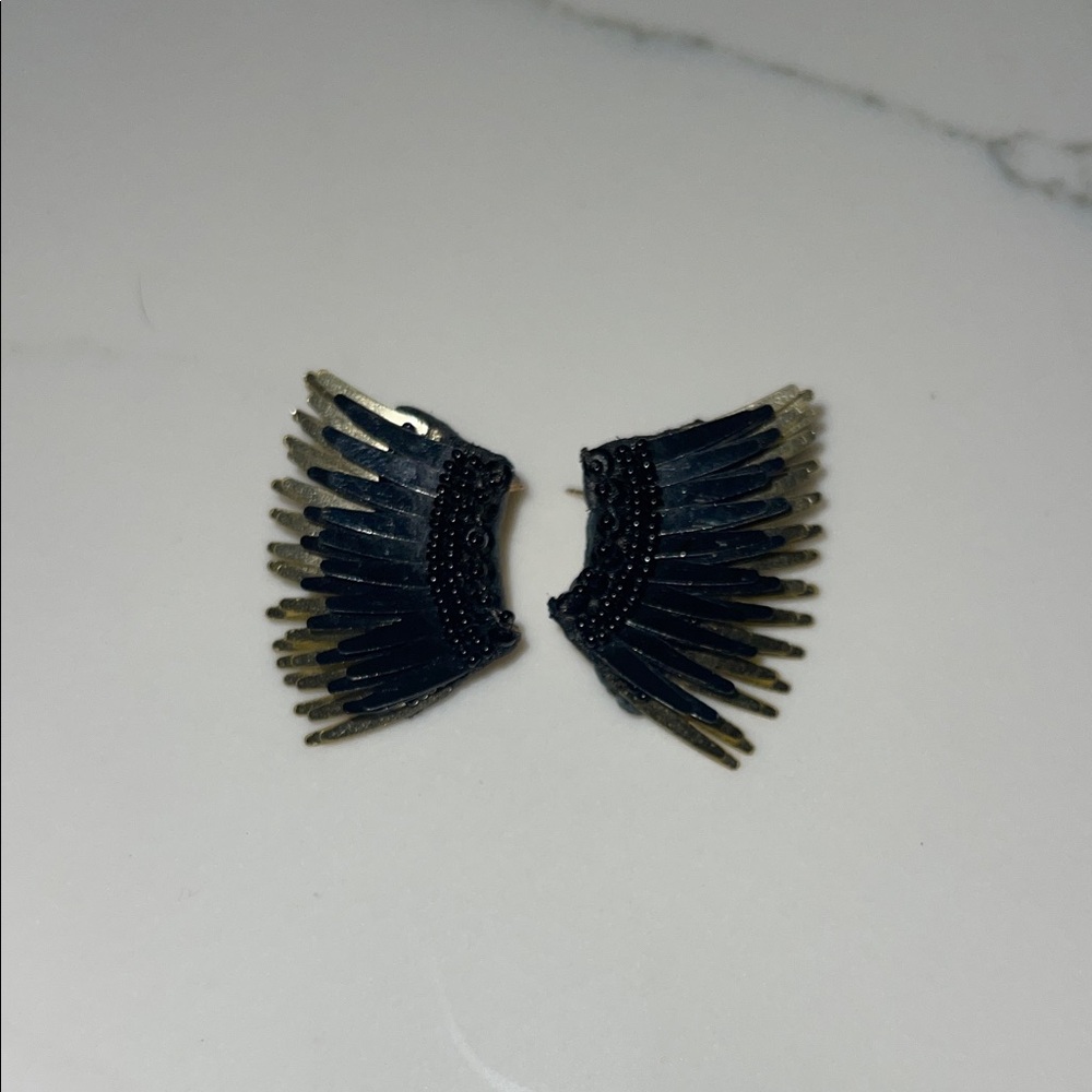 Mignonne Gavigan Black Winged Statement Earrings
